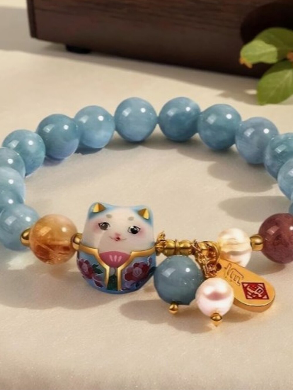 💙 2 For $40 Blue Beaded Lucky Cat Charm Bracelet
